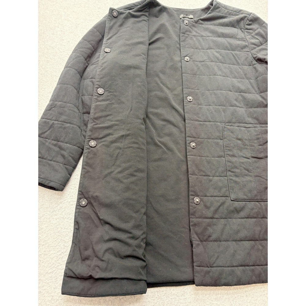 Eileen Fisher Coat Womens Petite Small Black Quilted Organic Cotton Pockets - Picture 15 of 16